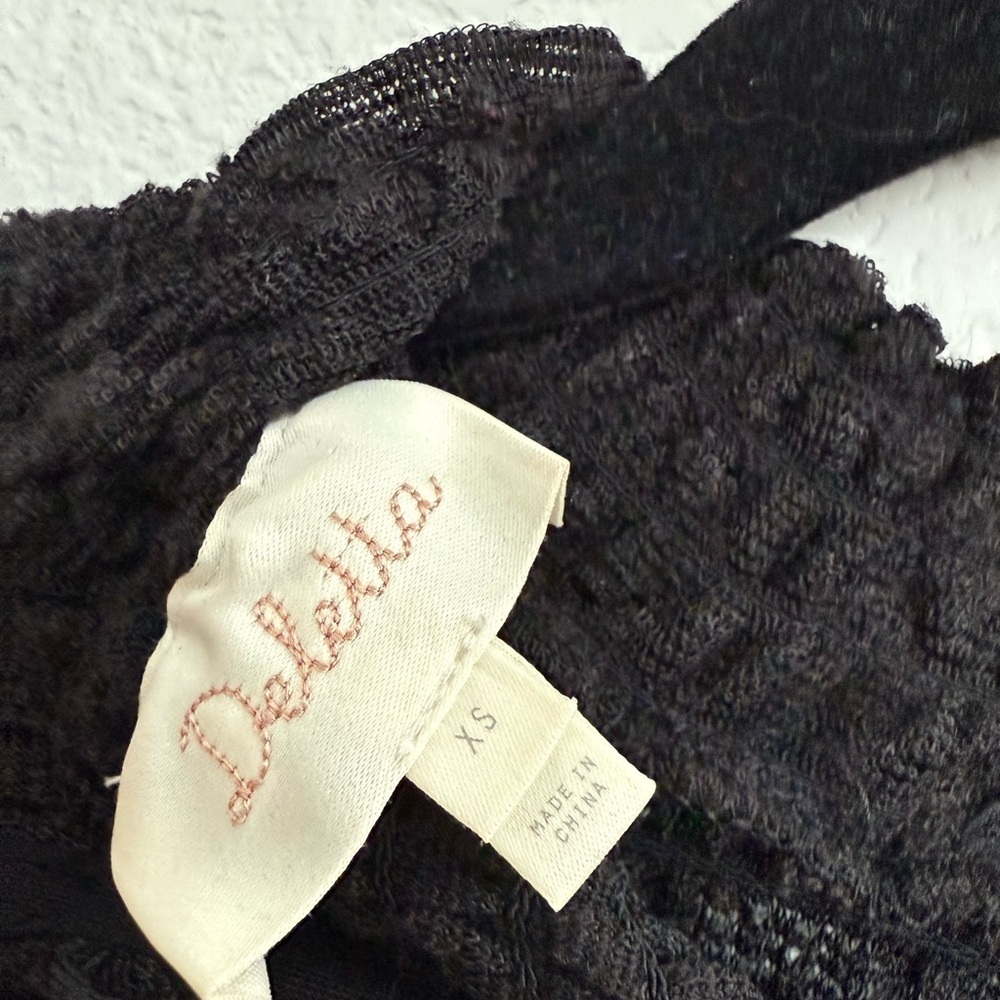 Anthropologie Deletta Amanna Lace Smocked High Neck Long Sleeve Black Size XS - Picture 4 of 4